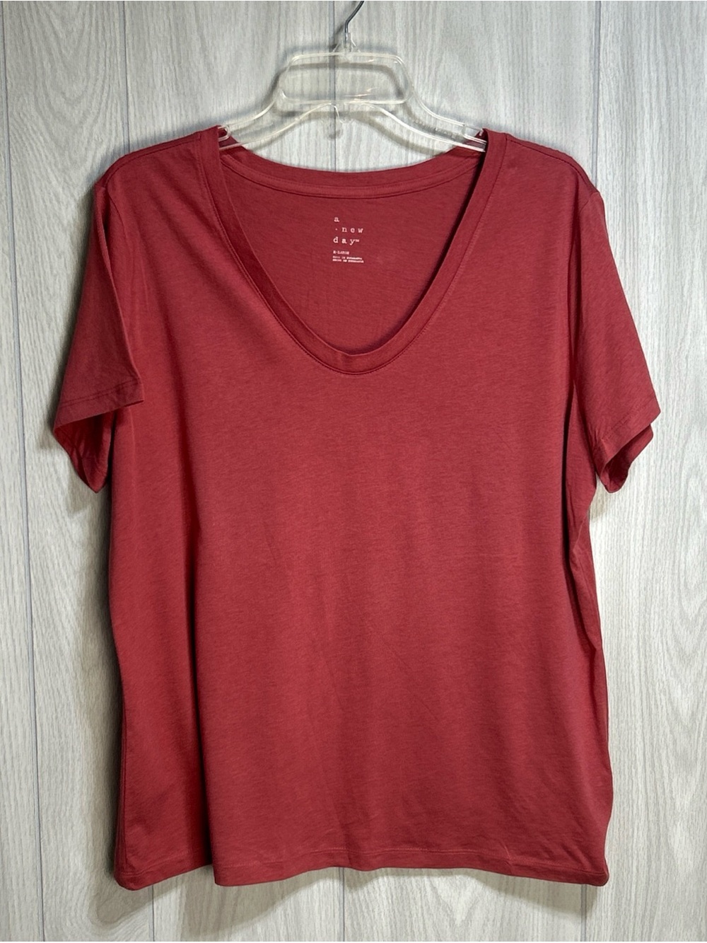 A New Day Women’s XL Maroon T-Shirt Short Sleeve Casual Basic Soft Top
